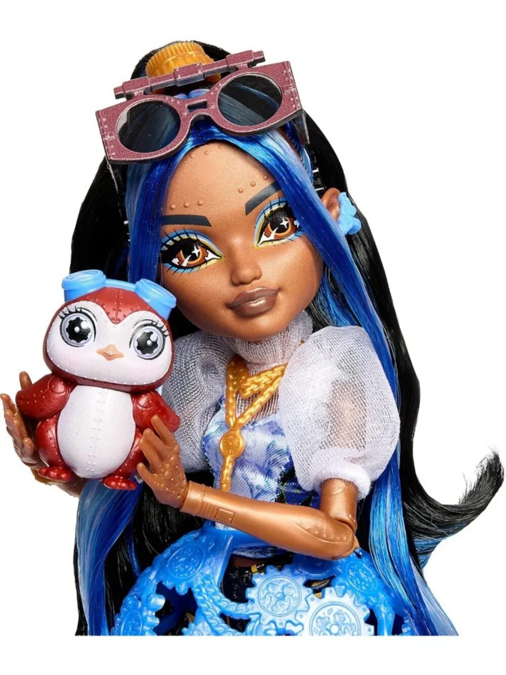 Robecca Steam Doll with Blue Blouse, Black Shorts, Pet Penguin & 7 Accessories